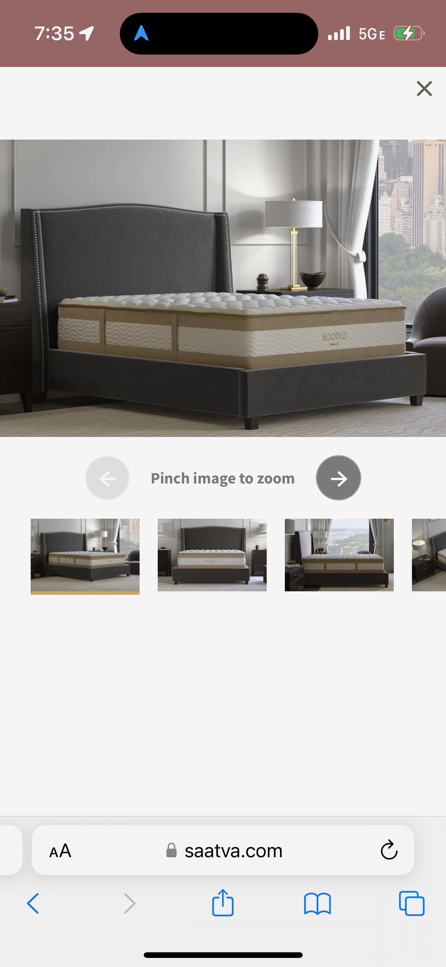 King Size Saatva Bed frame W/ King Size Casper Mattress