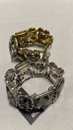 Crystal Stone Stretch Bracelets Set of 2