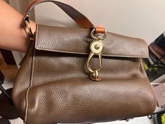 Dooney & Bourke Pebbled Leather Shoulder Bag w/ Double Sided Logo Lock Closure