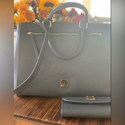 NWT Dooney & Bourke Large Satchel And wallet Gray