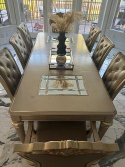 Gold Dining Table and Chair Set