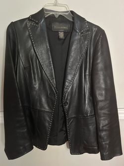 Vintage Banana Republic Leather Blazer Jacket - Black, Women's Size 6 (Y2K Early 2000s)