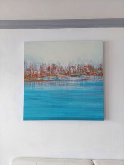 Beautiful landscape painting on canvas stretched on wood. Size: 36 X 36 inches.