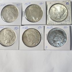 1922 Peace Dollars  $50 Each 