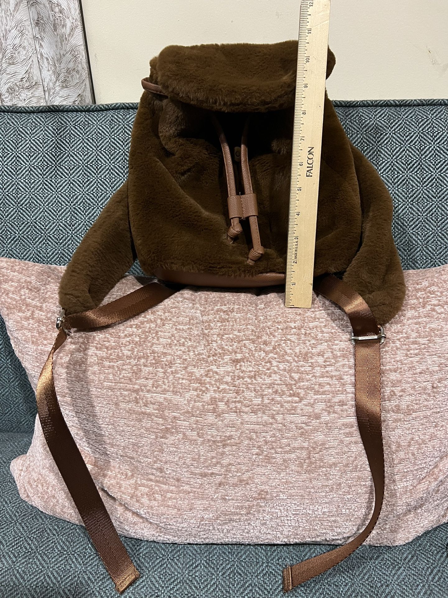 NEW Forever 21 Brown Plush Backpack / Purse