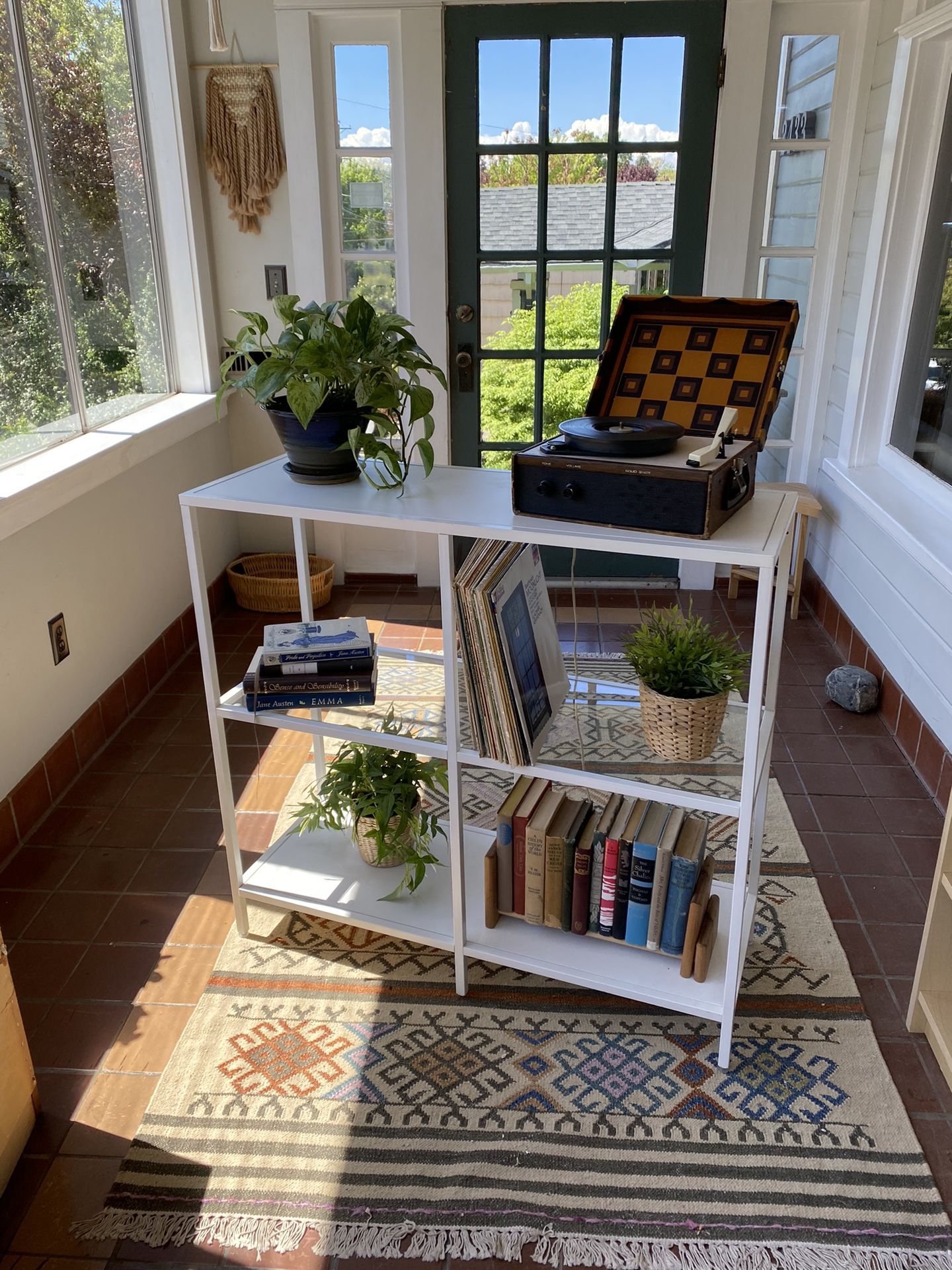 Sleek Modern White Metal and Glass Shelving Unit IKEA VITTSJO