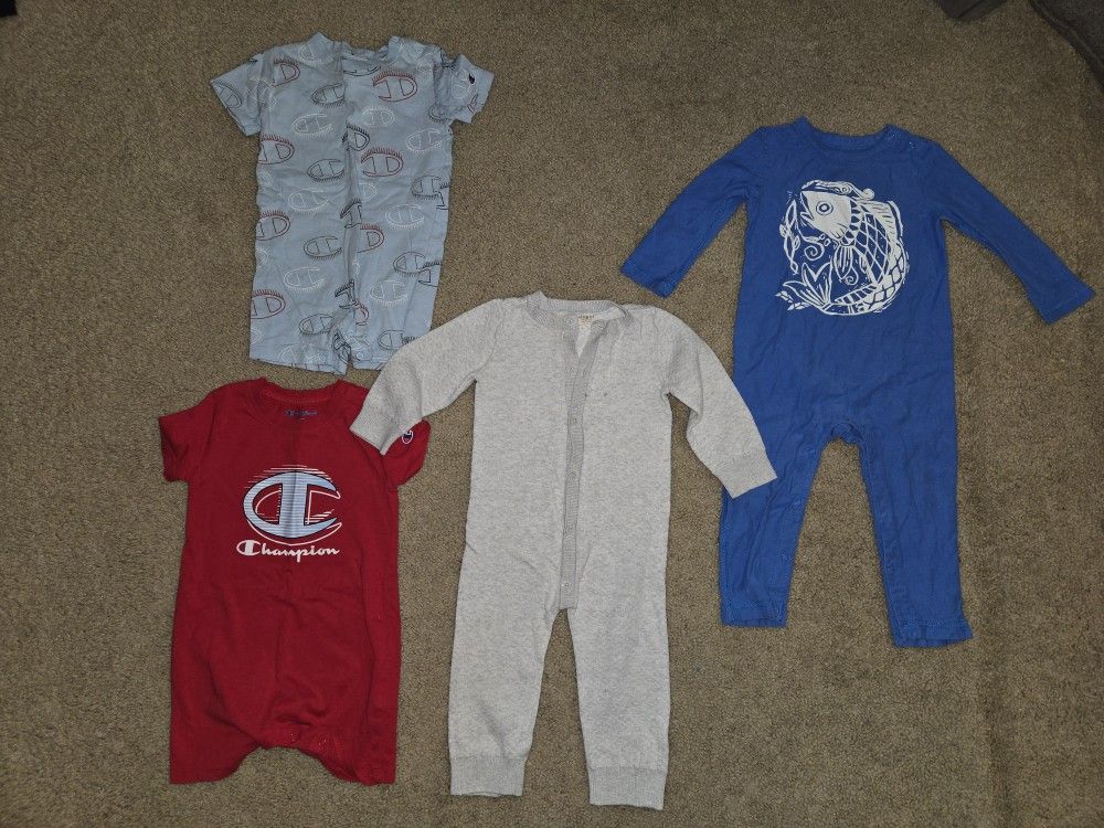Baby Boy Clothes Size 12-18 Months Bundle of Rompers, Sweater, Vest, & Pajama