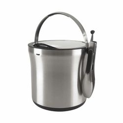 OXO Stainless steel ice bucket + tongs