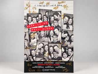 Merrily We Roll Along Broadway Cast Signed 14x22 Poster Groff Mendez + More
