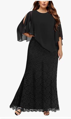 Cape Dress With Chiffon Overlay Size 26W - New!