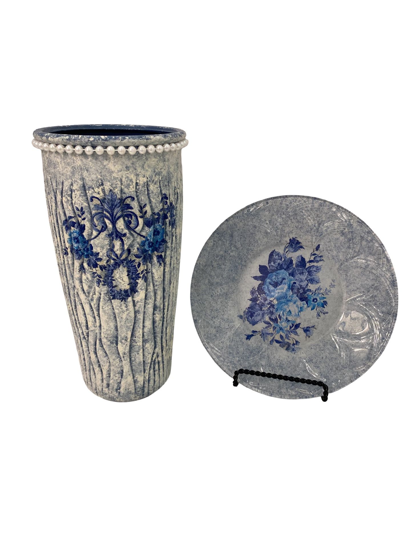 Matching Vase & 8” Glass Plate Set