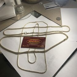 14 Kt Genuine Gold” Ice” Necklace 16” Long 