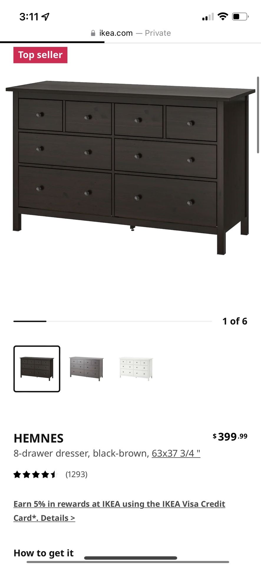 hemnes dresser black brown IKEA HEMNES 8-drawer dresser, black-brown, 63x37 3/4
