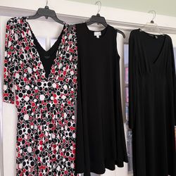 3 Dresses, Multi and 2 Black