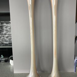 Pair Of Tall Glass Vases