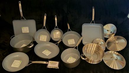 Paris Pro Hard Healthy Ceramic Nonstick, 14 Piece Cookware Pots and Pan