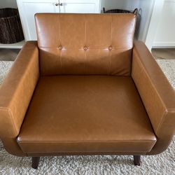 Mid-Century Modern Faux Leather Chair