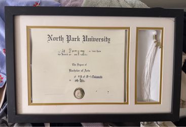 Black wooden graduation frame with tassel holder