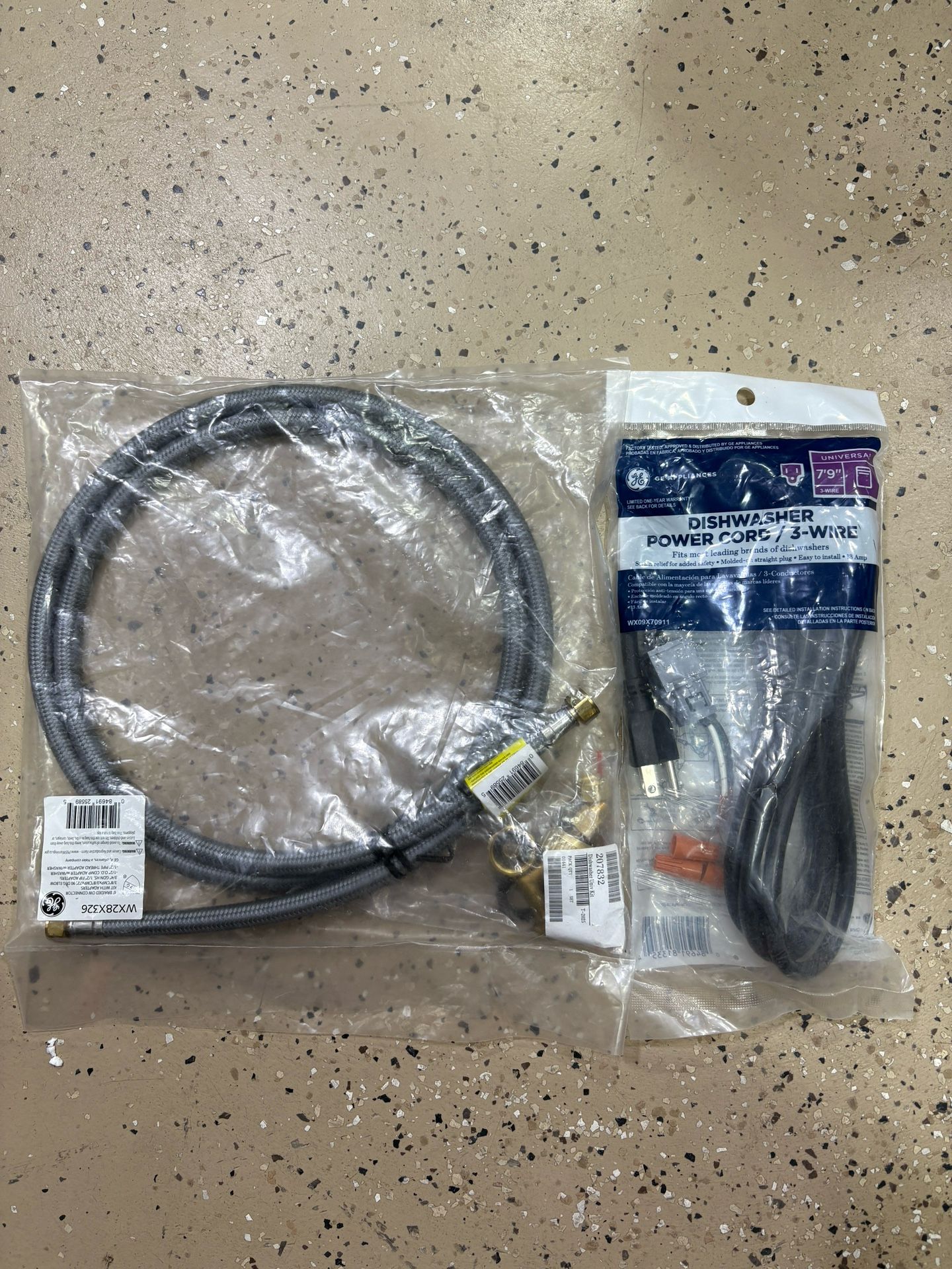 Dishwasher Power Cord / 3-wire and 6’ Braided DW Connector Kit With Adapters