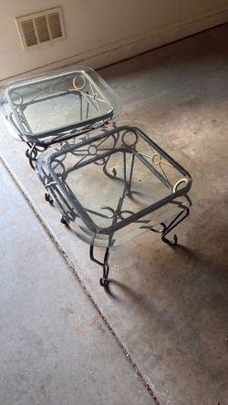 Glass top metal end tables