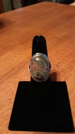 Beautiful Natural Unakite silver ring