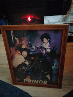 Purple rain Prince picture with glass wooden frame