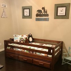 Twin Trundle Wood Bed 