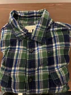 Sonoma Lifestyle Men’s Plaid Flannel Shirt Green Blue Size Medium