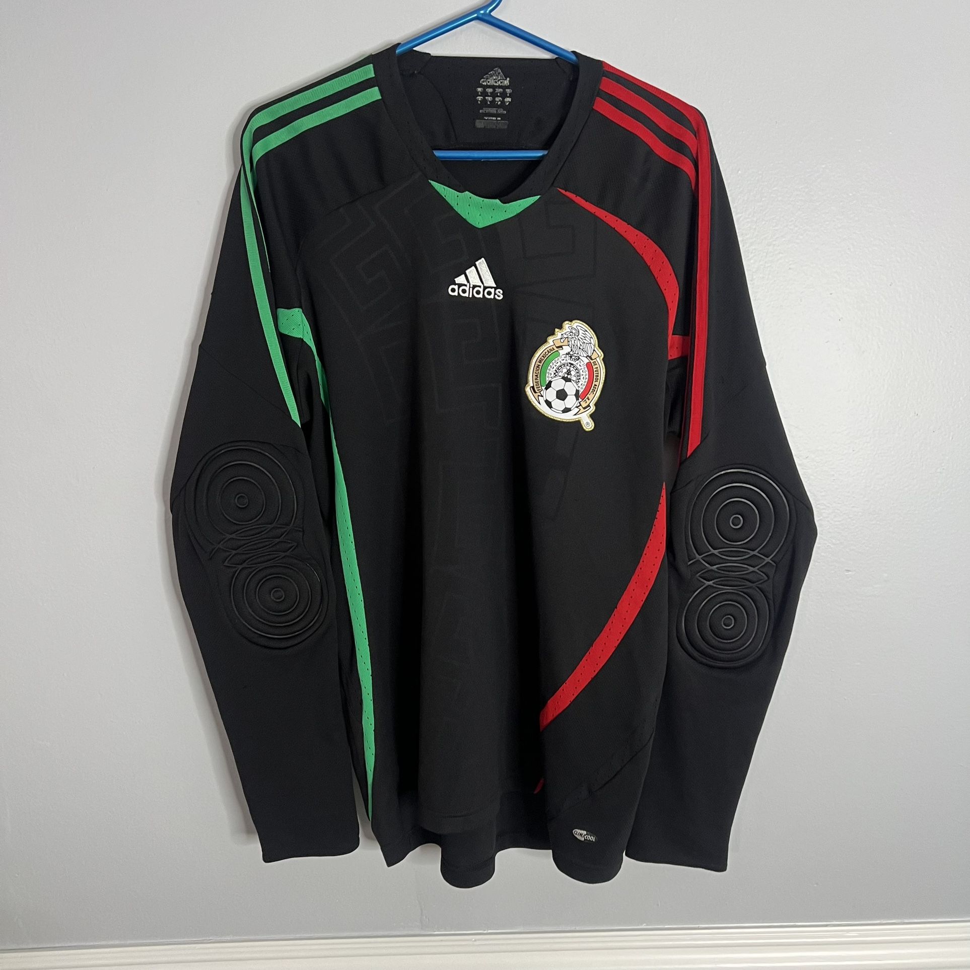 Mexico National Team Goalkeeper GK Jersey Mens Large Black Adidas 2008 2009 Futbol SAMPLE