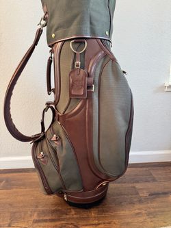 Stunning vintage Davies golf bag with head covers and raincover