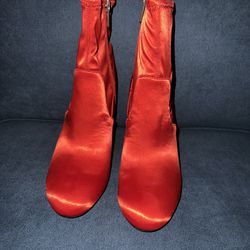 New Womens Circus By Sam Edelman Red Satin Booties