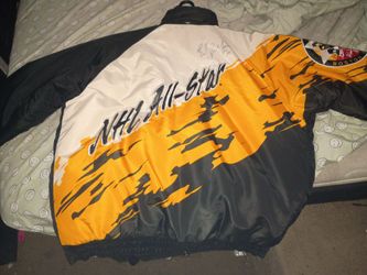 This is a vintage 1996 NHL All-Star Jeff Hamilton Jacket featuring an authentic signature from legendary goaltender Ed "The Eagle" Belfour, complete w