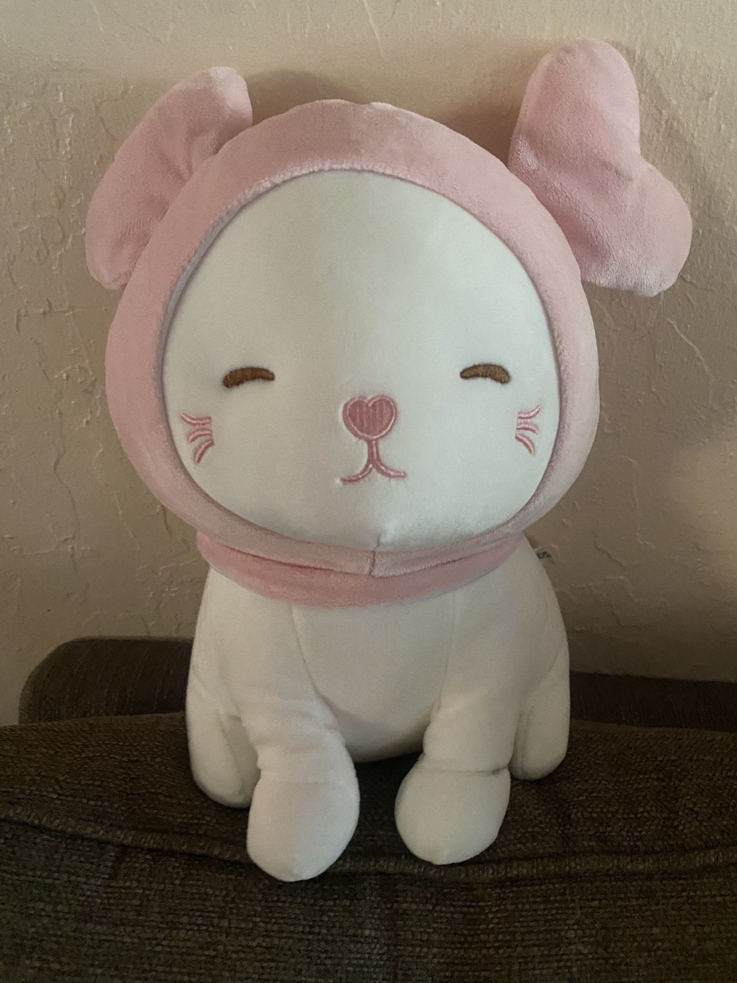 miniso pink and white kitty plush