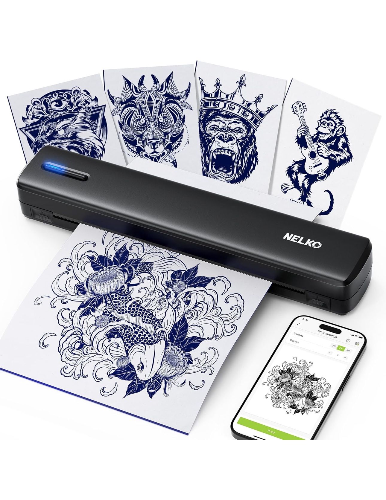 Tattoo Stencil Printer, D810 Wireless Thermal Tattoo Printer with 10pcs Tattoo Transfer Papers, Portable Tattoo Machine for Artist & Beginners, Compat