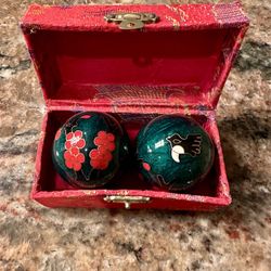 Baoding Balls in a case, Chinese Metal Balls for Hand Exercises