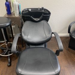 Salon Station And Dryer And Shampoo Bowl