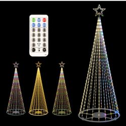 Outdoor Lighting Christmas Tree Lights, 12FT Smart LED Outside Flag Pole Christmas Tree Light Show with 648 Lights for Yard APP & Remote Musical Contr
