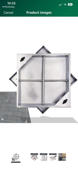 16x16 Invisible Stainless Steel Manhole Cover and Frame for 12" Corrugated Pipe, B-Class 28100 lbs Square Driveway Septic Tank Lid with Base, Metal In