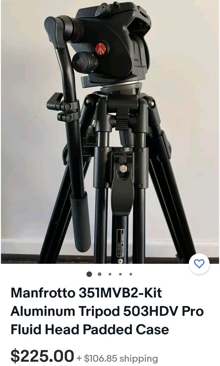 Manfrotto 351MVB2 Aluminum Tripod 503HDV, Professional Photography