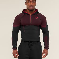 RED XL GYMSHARK HOODIE COMPRESSION SHIRT