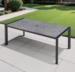 Rectangle Outdoor Dining Table 38.98-in W x 82.68-in L with Umbrella Hole