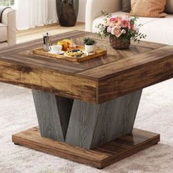 Wood Coffee Table 31.5" Modern Center Table, Stylish Cocktail Tea Table with Sturdy Legs for Living Room, Compact and Durable Design
