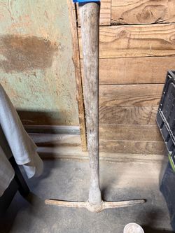 Vintage Pickaxe with Wooden Handle