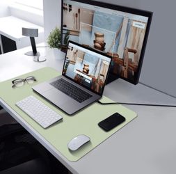 24” x 14” PU Leather Desk Pad with Suede Base