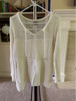 Lucky Brand Open/Loose Knit Crochet Pullover Sweater