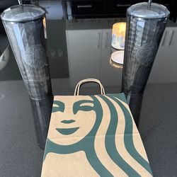 Starbucks Black Faceted Tumblers 24 oz Cold Cups