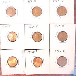 Lincoln Cents Lot (9)