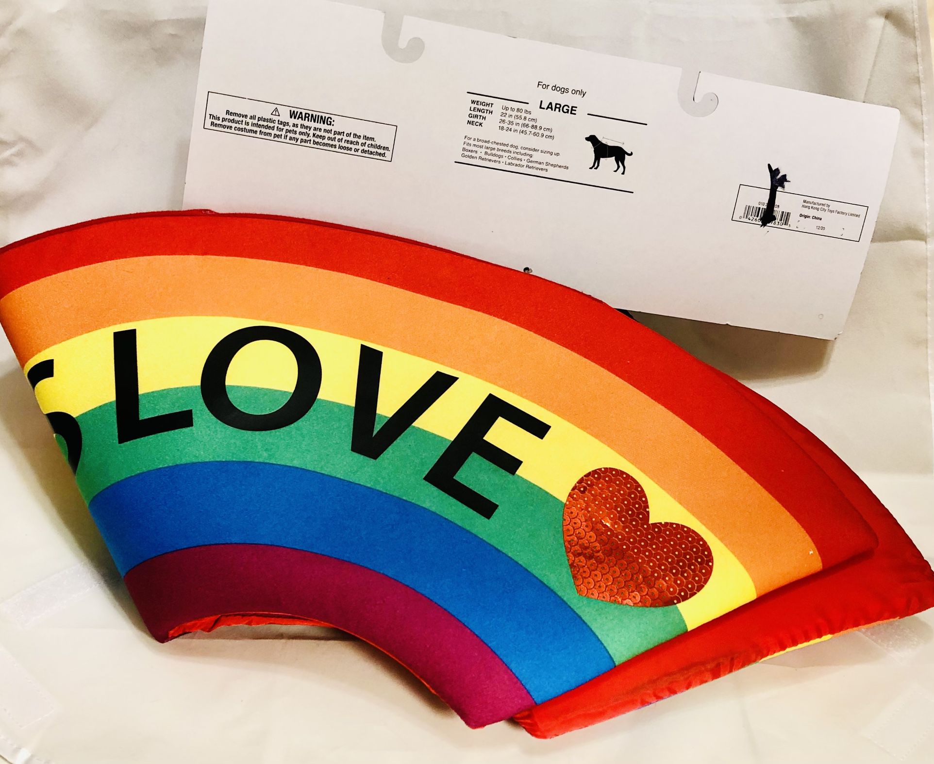 Pet Costume-Rainbow Pride for Halloween, Walks, Love Is Love LOWER PRICE! Size L
