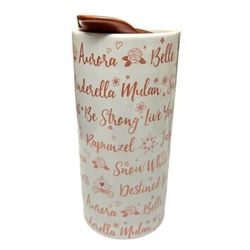 Disney Parks Rose Gold Princess Names Themed Ceramic Tumbler Cup Travel Mug
