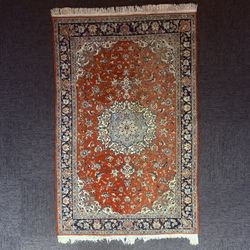 Persian Antique Hand Knotted Rug 5x7 Medallion 324KPSI 1970s Floral Rug